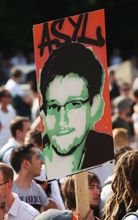 Demonstrators protest against the sweeping U.S. electronic surveillance operations