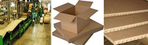 An illustration depicts various forms of cardboard production.