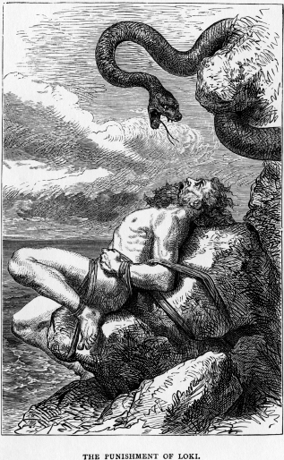 The Norse trickster Loki, as portrayed by 19th-century French artist Louis Huard