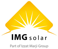 A logo of IMG Solar FZE, part of Izzat Marji Group.