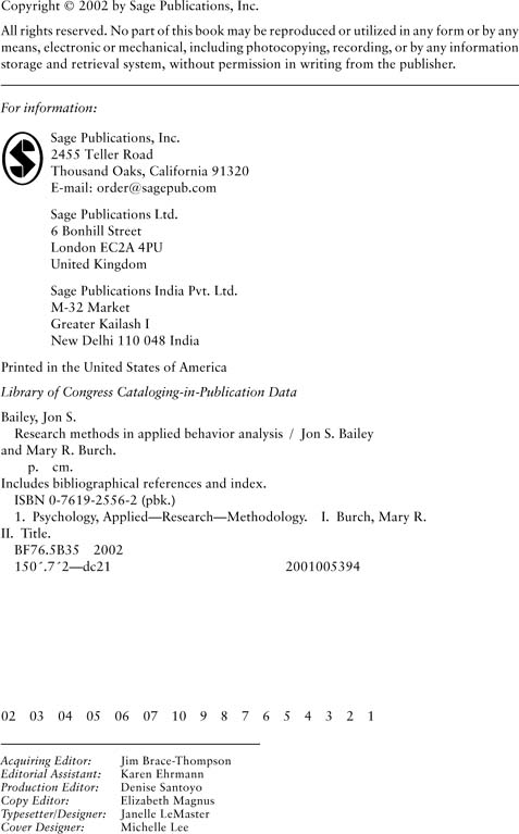 Sage Research Methods - Research Methods in Applied Behavior Analysis