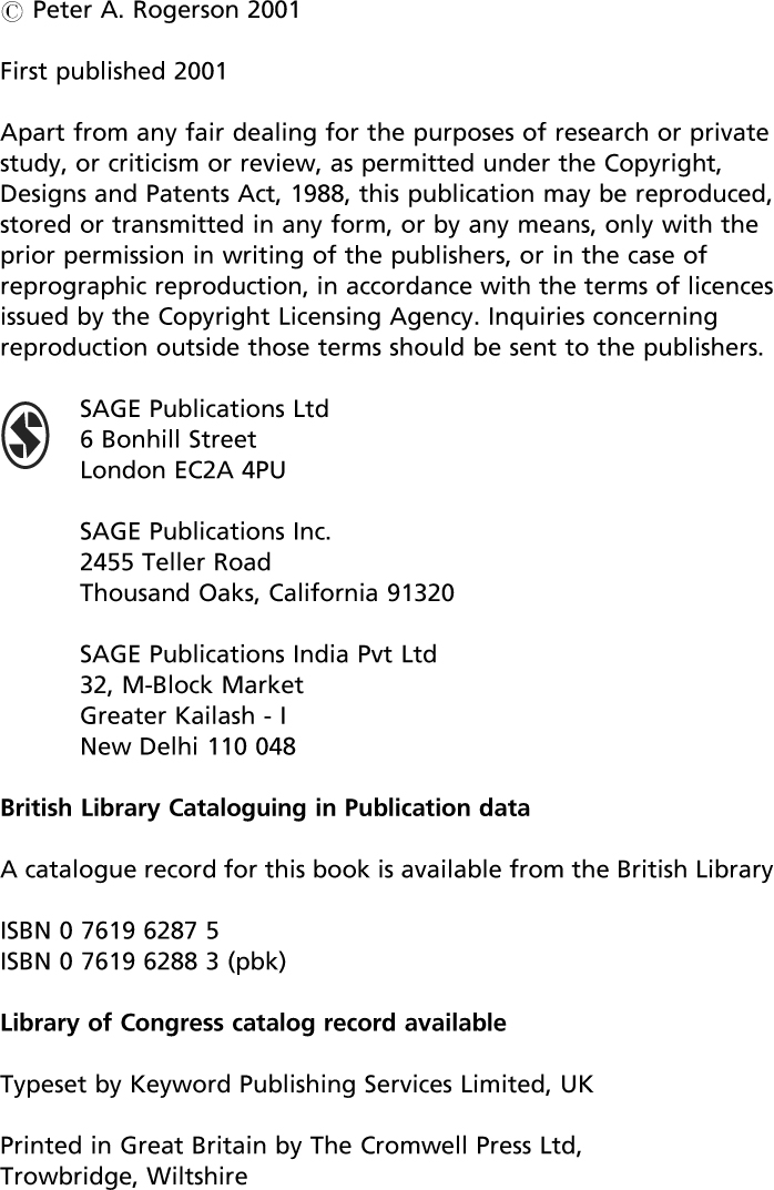 Sage research methods statistical methods for geography